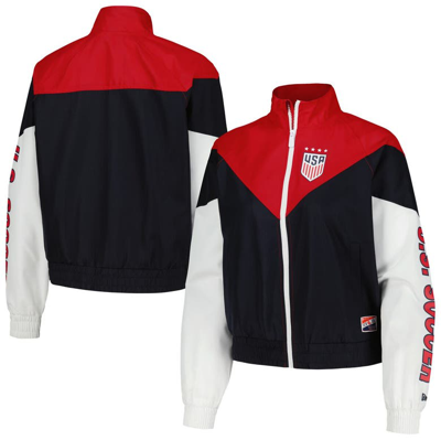 Shop 5th And Ocean By New Era 5th & Ocean By New Era Navy Uswnt Cropped Full-zip Windbreaker Jacket