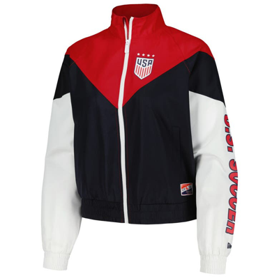 Shop 5th And Ocean By New Era 5th & Ocean By New Era Navy Uswnt Cropped Full-zip Windbreaker Jacket