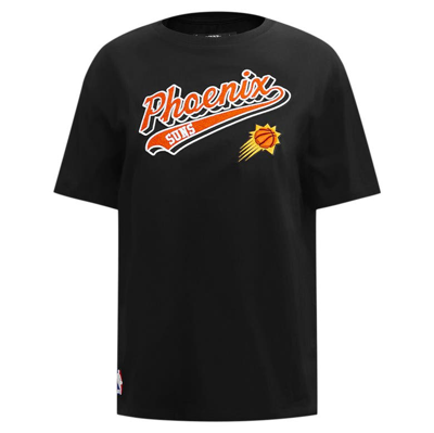 Pro Standard Black Phoenix Suns Script Boyfriend T-shirt In Black