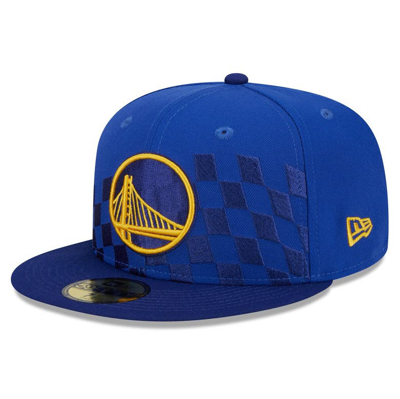 Shop New Era Royal Golden State Warriors  Rally Drive Checkerboard 59fifty Crown Fitted Hat