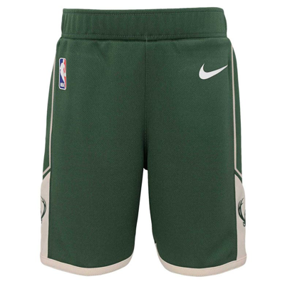 Shop Nike Preschool  Hunter Green Milwaukee Bucks Icon Replica Shorts