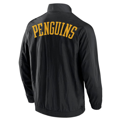 Shop Fanatics Branded Black Pittsburgh Penguins Step Up Crinkle Raglan Full-zip Windbreaker Jacket