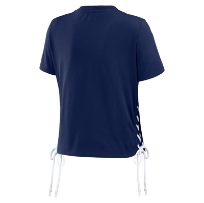 Shop Wear By Erin Andrews Navy Detroit Tigers Side Lace-up Cropped T-shirt