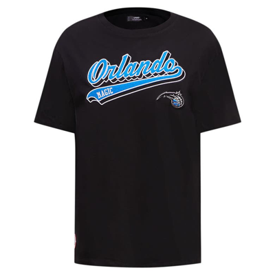 Pro Standard Black Orlando Magic Script Boyfriend T-shirt In Black