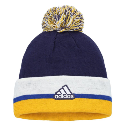 Shop Adidas Originals Adidas Navy St. Louis Blues Team Stripe Cuffed Knit Hat With Pom