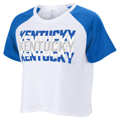 Shop Zoozatz White Kentucky Wildcats Colorblock Repeat Raglan Cropped T-shirt