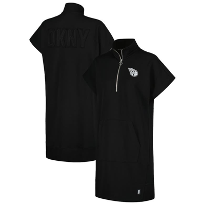 Shop Dkny Sport Black Cleveland Guardians Emily Quarter-zip Sneaker Dress