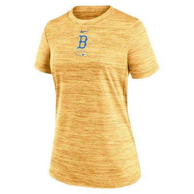 Shop Nike Gold Boston Red Sox City Connect Practice Velocity T-shirt
