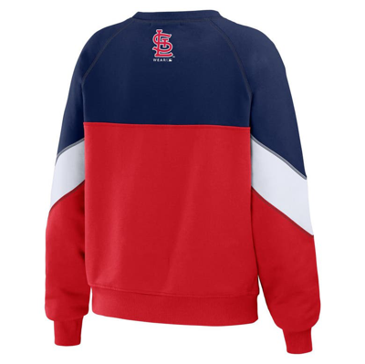 Shop Wear By Erin Andrews Navy/red St. Louis Cardinals Color Block Crew Neck Pullover Sweatshirt