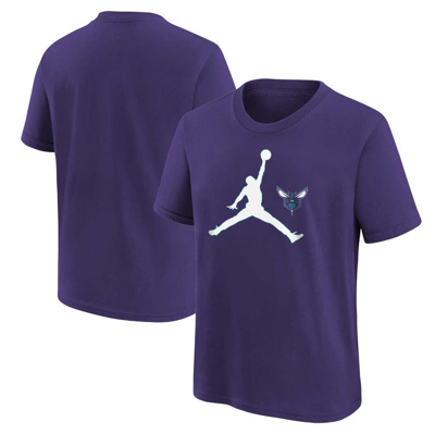 Shop Jordan Brand Youth  Purple Charlotte Hornets Essential Swoosh T-shirt