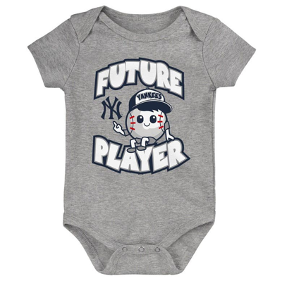 Shop Outerstuff Newborn & Infant Heather Gray/navy/white New York Yankees Minor League Player Three-pack Bodysuit Se