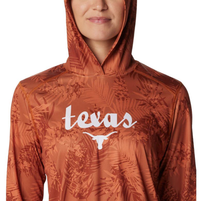 Shop Columbia Texas Orange Texas Longhorns Summerdry Printed Long Sleeve Hoodie T-shirt In Burnt Orange