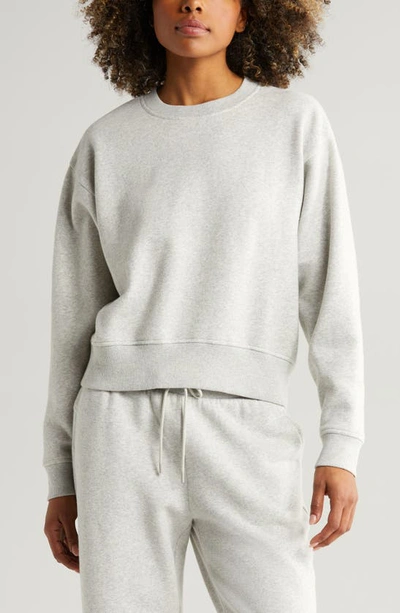 Shop Zella Cloud Fleece Sweatshirt In Grey Light Heather