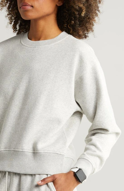 Shop Zella Cloud Fleece Sweatshirt In Grey Light Heather