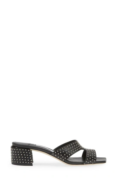 Shop Jimmy Choo Ellison Studded Slide Sandal In Black/ Silver
