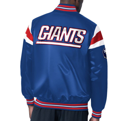 Shop Starter Royal New York Giants Satin Full-snap Varsity Jacket