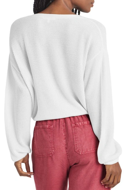 Splendid Bri Rib Blouson Sleeve Cardigan In White