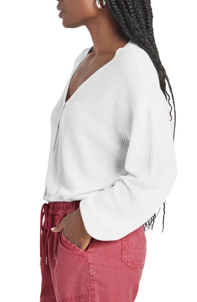 Shop Splendid Bri Rib Blouson Sleeve Cardigan In White