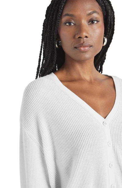 Splendid Bri Rib Blouson Sleeve Cardigan In White