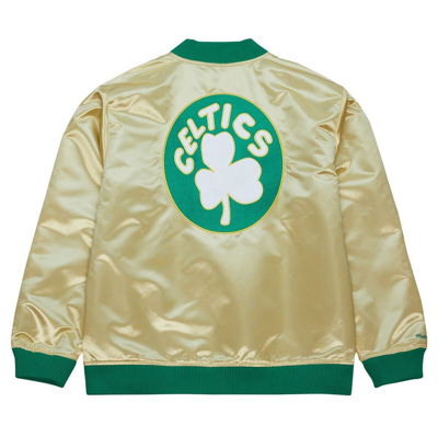 Shop Mitchell & Ness Gold Boston Celtics Team Og 2.0 Vintage Logo Satin Full-zip Jacket