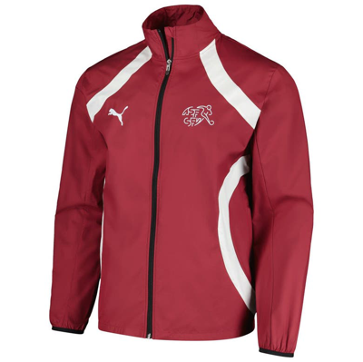 Shop Puma Red Switzerland National Team 2024 Pre-match Full-zip Hoodie Jacket