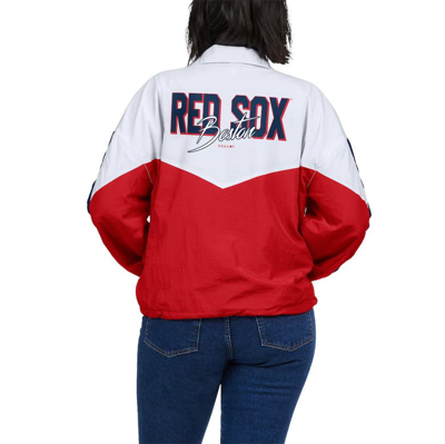 Shop Wear By Erin Andrews White/red Boston Red Sox Color Block Full-zip Windbreaker Jacket