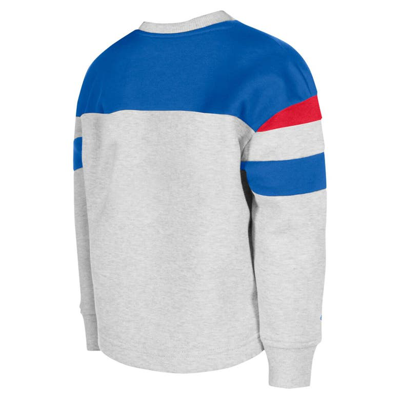 Shop New Era Girls Youth  Gray Chicago Cubs Colorblock Pullover Sweatshirt