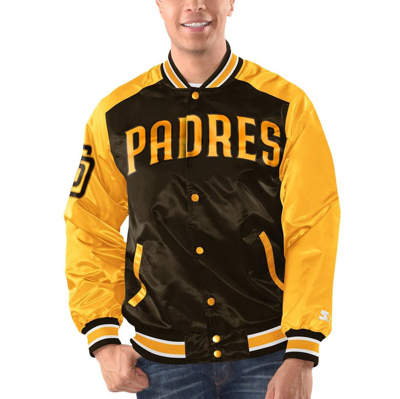 Shop Starter Brown/gold San Diego Padres Varsity Satin Full-snap Jacket