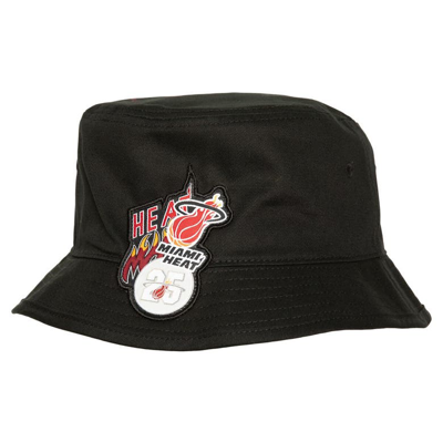 Shop Mitchell & Ness Black Miami Heat 25th Anniversary Bucket Hat