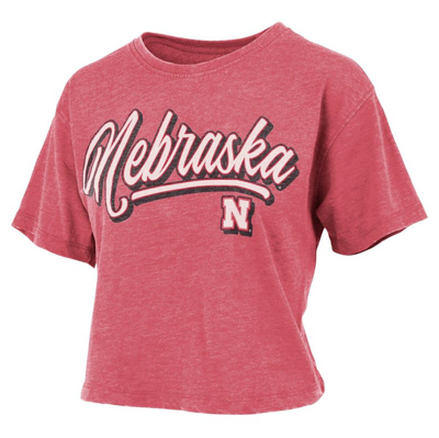 Shop Pressbox Scarlet Nebraska Huskers Team Script Harlow Vintage Waist Length T-shirt
