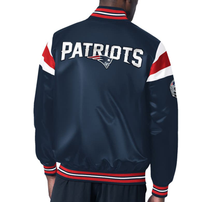 Shop Starter Navy New England Patriots Satin Full-snap Varsity Jacket