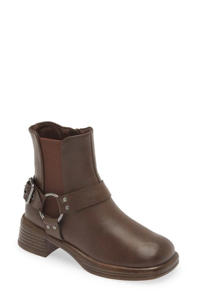Shop Steve Madden Kids' Rider Harness Bootie In Brown Leather