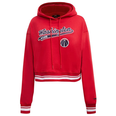 Shop Pro Standard Red Washington Wizards Script Tail Cropped Pullover Hoodie