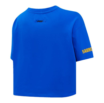 Shop Pro Standard Royal Buffalo Sabres Boxy Script Tail Cropped T-shirt
