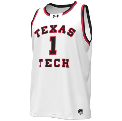 Shop Under Armour #1 White Texas Tech Red Raiders Throwback Replica Basketball Jersey