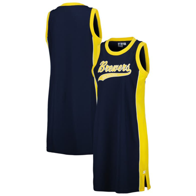 Shop Starter Navy Milwaukee Brewers Slam Dunk Tank Sneaker Dress