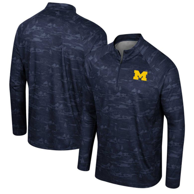 Shop Colosseum Navy Michigan Wolverines Carson Raglan Quarter-zip Jacket