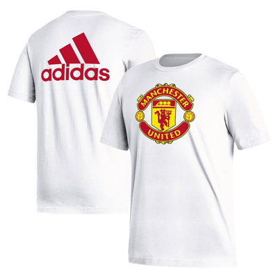 Shop Adidas Originals Adidas White Manchester United Crest T-shirt