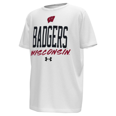 Shop Under Armour Youth  White/red Wisconsin Badgers Gameday T-shirt