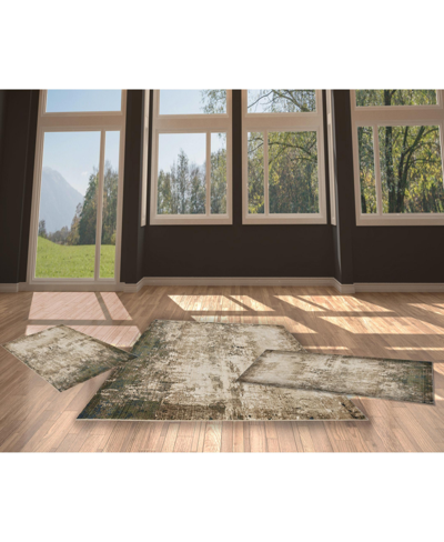 Shop Km Home Axis Abstract 2'6" X 8', 3'3" X 4'10", 5'1" X7'5" Area Rug Set, 3 Piece In Tan,multi