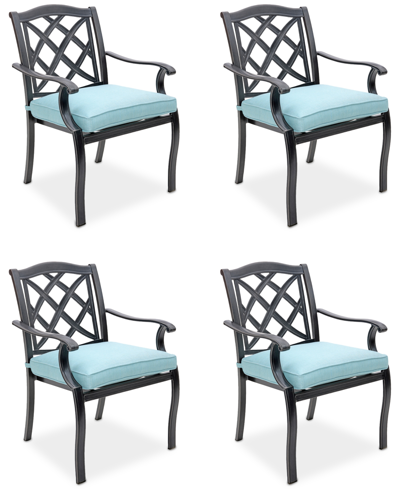 Shop Agio Wythburn Mix And Match Lattice Outdoor Dining Chairs, Set Of 4 In Spa Light Blue,pewter Finish