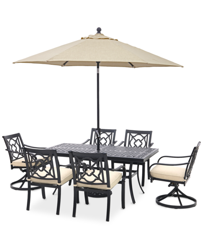 Shop Agio St Croix Outdoor 7-pc Dining Set (68x38" Table + 4 Dining Chairs + 2 Swivel Chairs) In Straw Natural