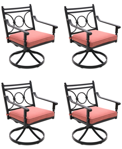 Shop Agio Wythburn Mix And Match Scroll Outdoor Swivel Chairs, Set Of 4 In Peony Brick Red,bronze Finish