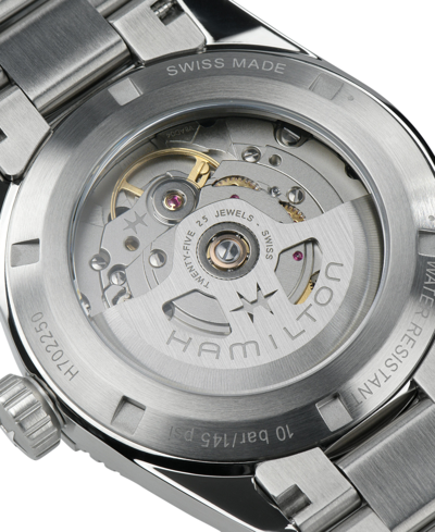 Shop Hamilton Women's Swiss Automatic Khaki Field Expedition Stainless Steel Bracelet Watch 37mm In Silver