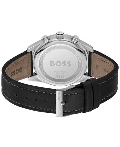 Shop Hugo Boss Men's Skytraveller Quartz Fashion Chrono Black Leather Watch 44mm