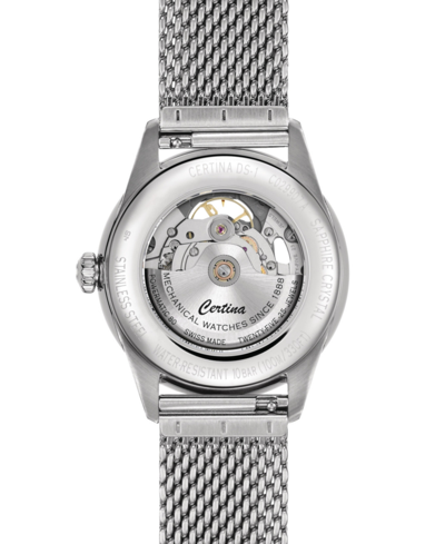 Shop Certina Men's Swiss Automatic Ds-1 Skeleton Stainless Steel Mesh Bracelet Watch 40mm In Silver