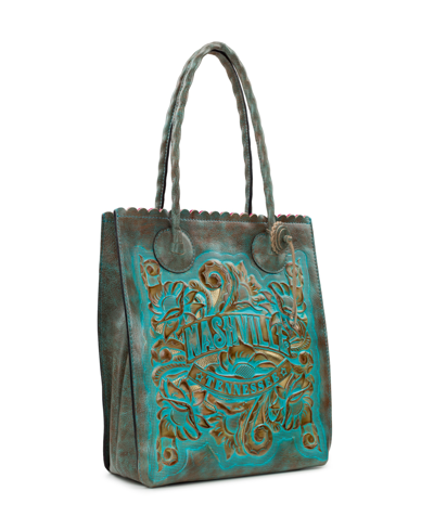 Shop Patricia Nash Cavo Tote Bag In Tooled Turquoise