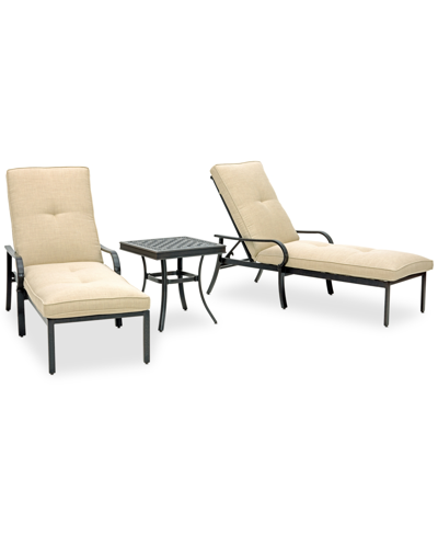 Shop Agio St Croix Outdoor 3-pc Chaise Set (2 Chaise Lounge Chairs + 1 End Table) In Straw Natural