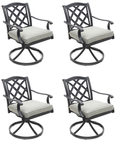 Shop Agio Wythburn Mix And Match Lattice Outdoor Swivel Chairs, Set Of 4 In Oyster Light Grey,pewter Finish