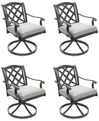 Agio Wythburn Mix And Match Lattice Outdoor Swivel Chairs, Set Of 4 In Oyster Light Grey,pewter Finish
